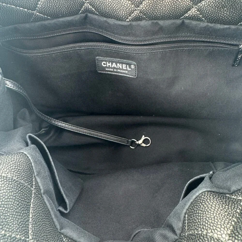 Chanel Metallic Silver Gray Grey Quilted Caviar Timeless Tote SHW Series 14